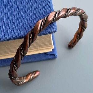 Vintage Solid Copper Twist Cuff Bracelet